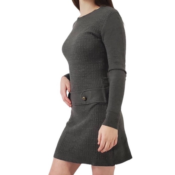 BCX Dress Juniors Gray 100% Acrylic A-Line Cable Knit Sweater Dress Size Large - Picture 2 of 8